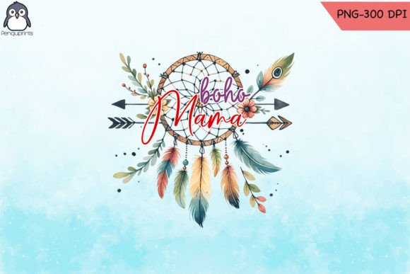 Boho Mama Feather SVG and PNG Bundle for Graphics and Crafts