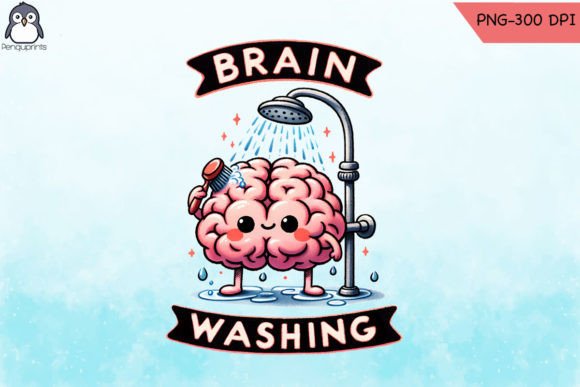 Brain Washing Anatomy Pun PNG: Graphics for Crafts & Creators