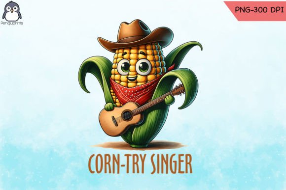 Corn-try Singer Funny Corn Pun PNG Graphics for Crafts