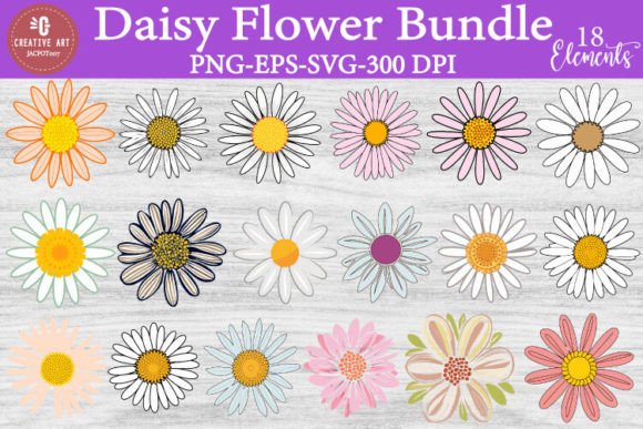 Daisy Flower Bundle Graphics for Crafts and Branding