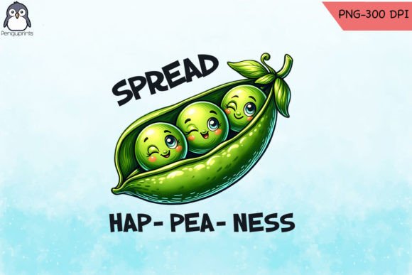 Hap-Pea-Ness Smiles PNG Sublimation: A Graphic Design Asset for Crafts