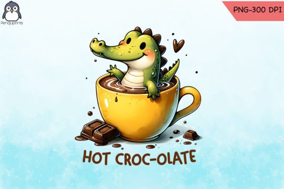 Hot Croc-colate Crocodile Pun PNG Graphics for Crafts