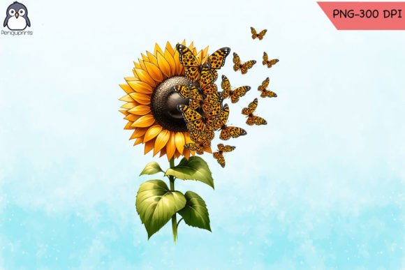 Leopard Butterfly Sunflower PNG Graphics for Crafts