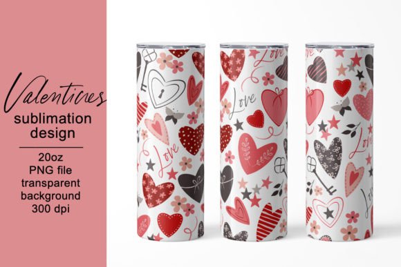 Tumbler Valentine s Day Wrap, Hearts PNG Graphics and Crafts Review
